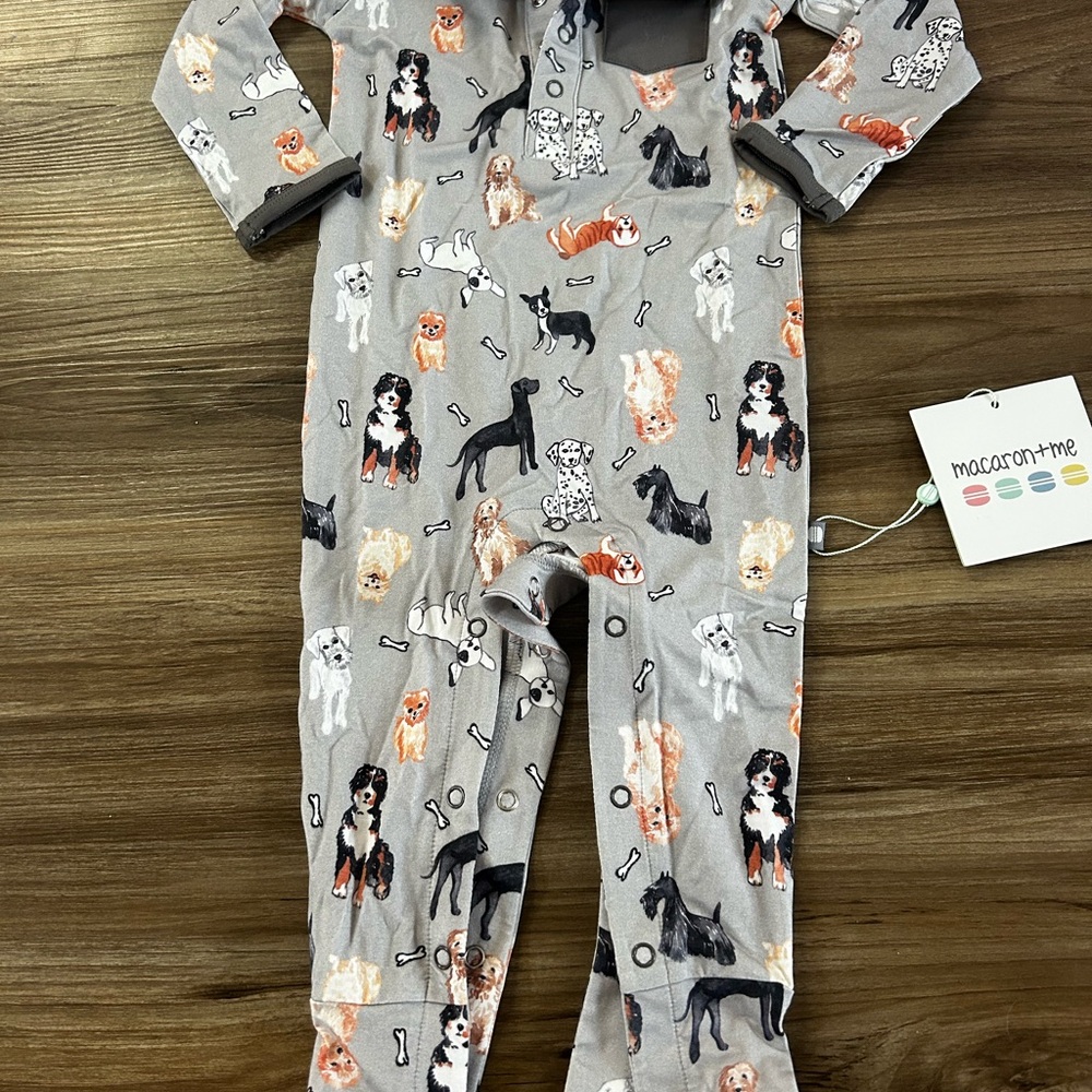 MACARON Gray Animal Print Kids Footie